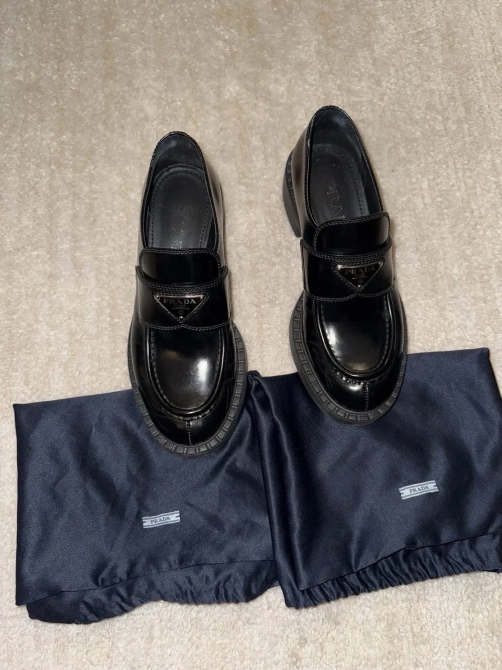 Prada Black Leather Loafers